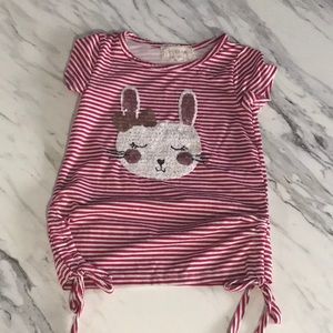 Girls Red and white bunny shirt